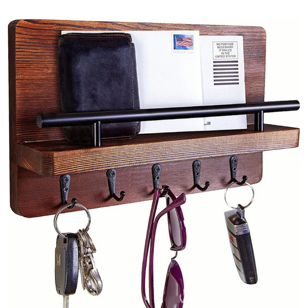 Porta Llaves Rústico de Madera - Montaje en Pared, Organización Elegante y Práctica para tu Hogar