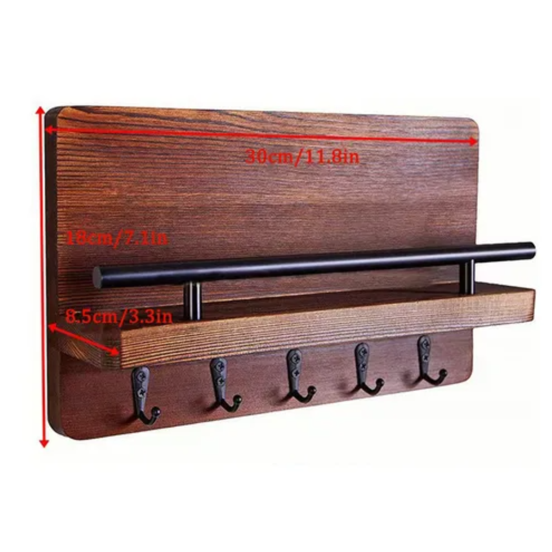 Porta Llaves Rústico de Madera - Montaje en Pared, Organización Elegante y Práctica para tu Hogar