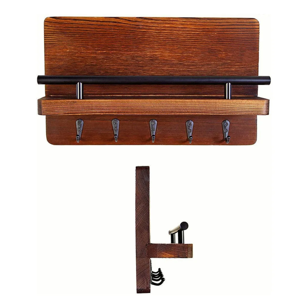 Porta Llaves Rústico de Madera - Montaje en Pared, Organización Elegante y Práctica para tu Hogar