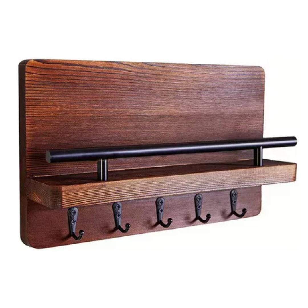 Porta Llaves Rústico de Madera - Montaje en Pared, Organización Elegante y Práctica para tu Hogar