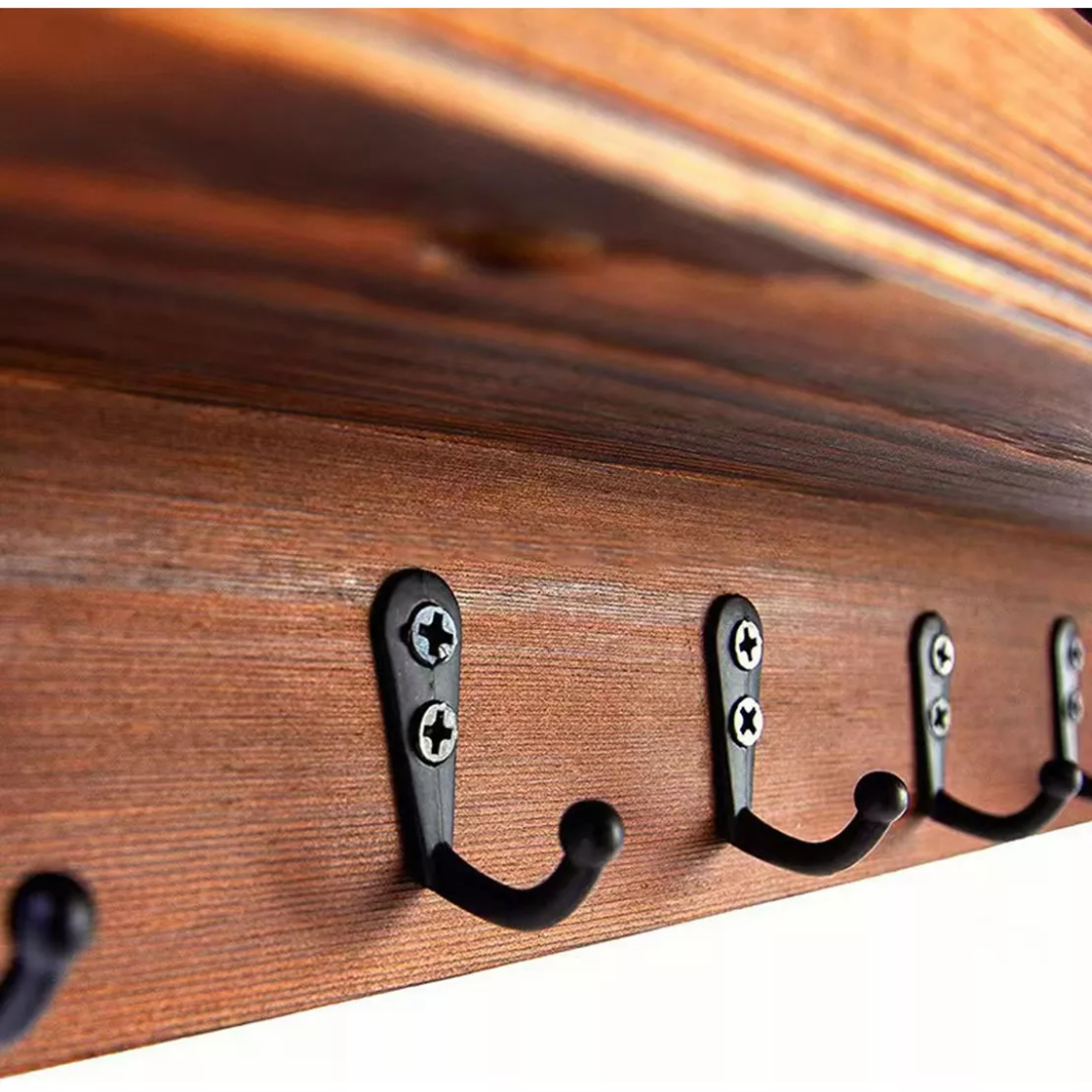 Porta Llaves Rústico de Madera - Montaje en Pared, Organización Elegante y Práctica para tu Hogar