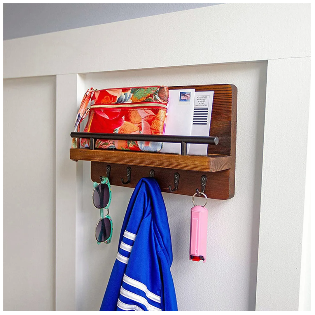 Porta Llaves Rústico de Madera - Montaje en Pared, Organización Elegante y Práctica para tu Hogar