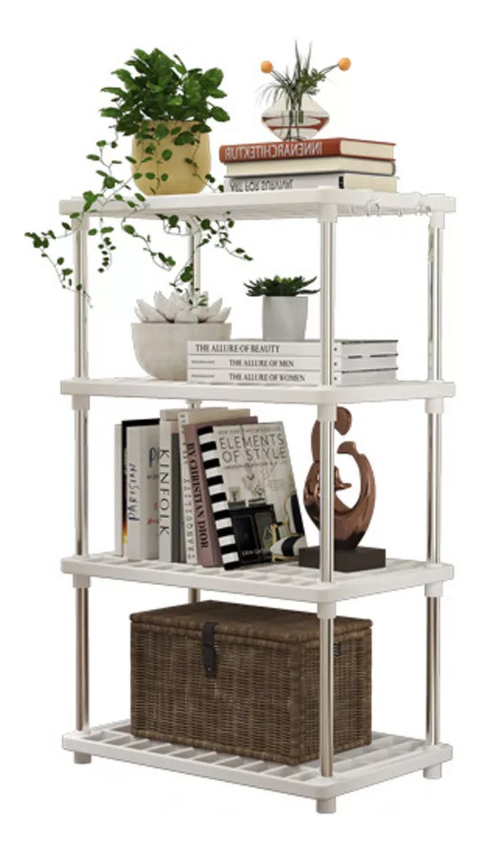 Estante Organizador De 4 Repisas Anaquel Plastico Multiusos Color Blanco