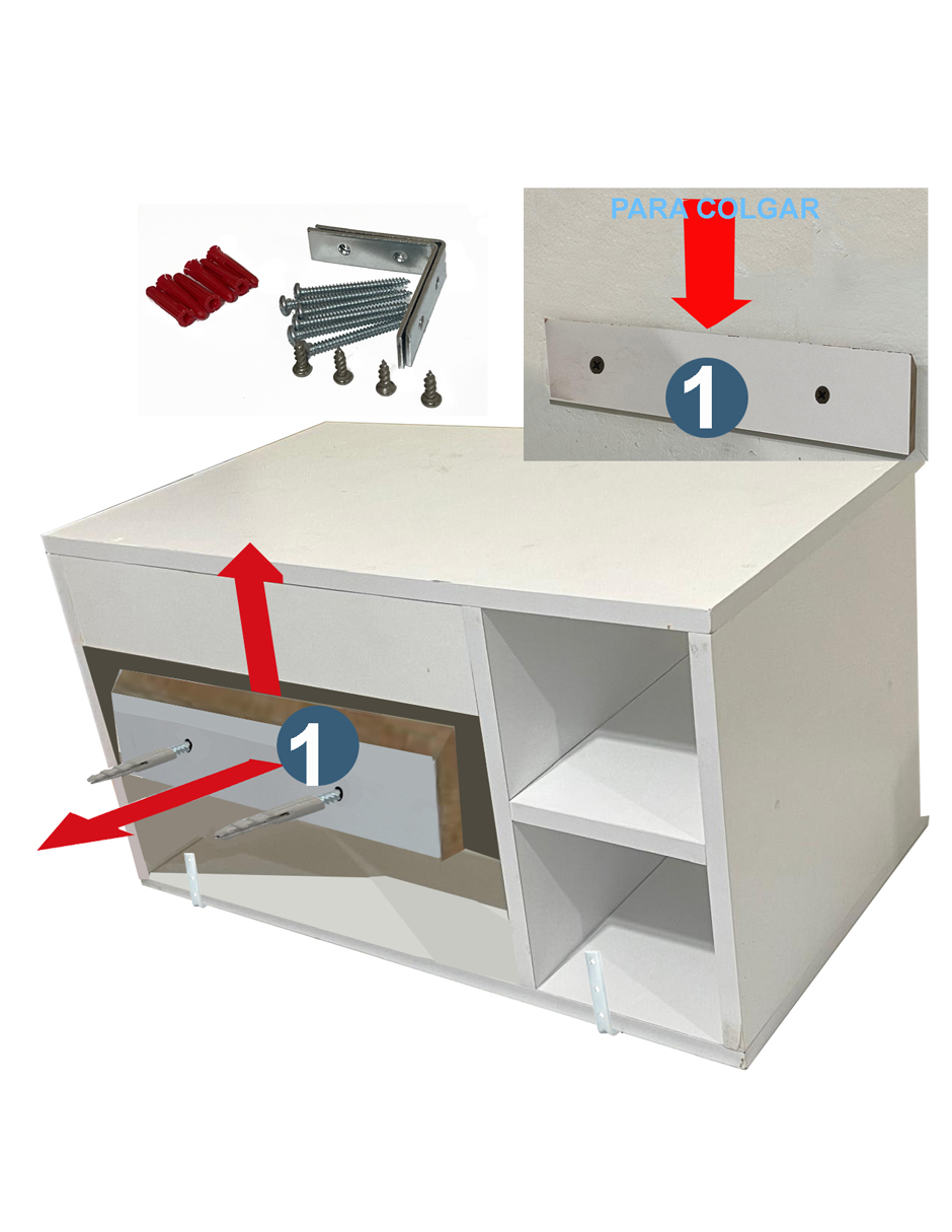 Gabinete baño ovalin monomando mesa tipo marmol puerta Gris