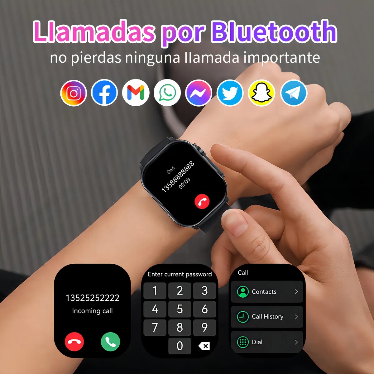 Smartwatch Reloj Inteligente Bluetooth Llamada Filwans Gts 2.01 Amoled Pantalla Mujer Hombre Smartwatch Color Negro