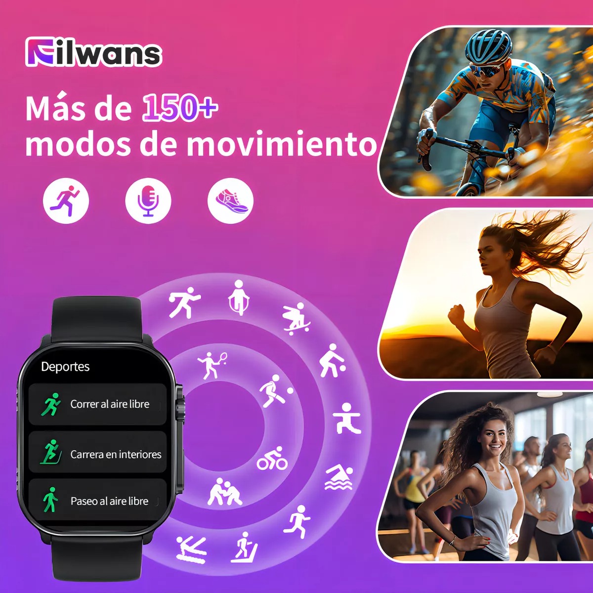 Smartwatch Reloj Inteligente Bluetooth Llamada Filwans Gts 2.01 Amoled Pantalla Mujer Hombre Smartwatch Color Negro