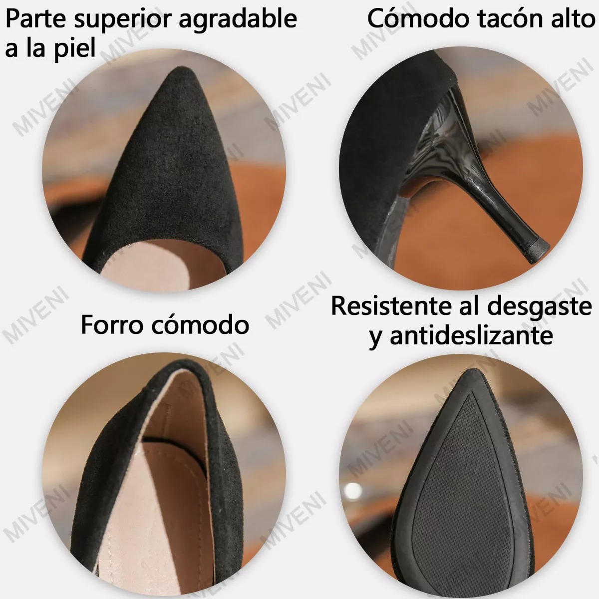 Zapatos De Tacón Formales De Gamuza Para Mujer 9cm Miveni