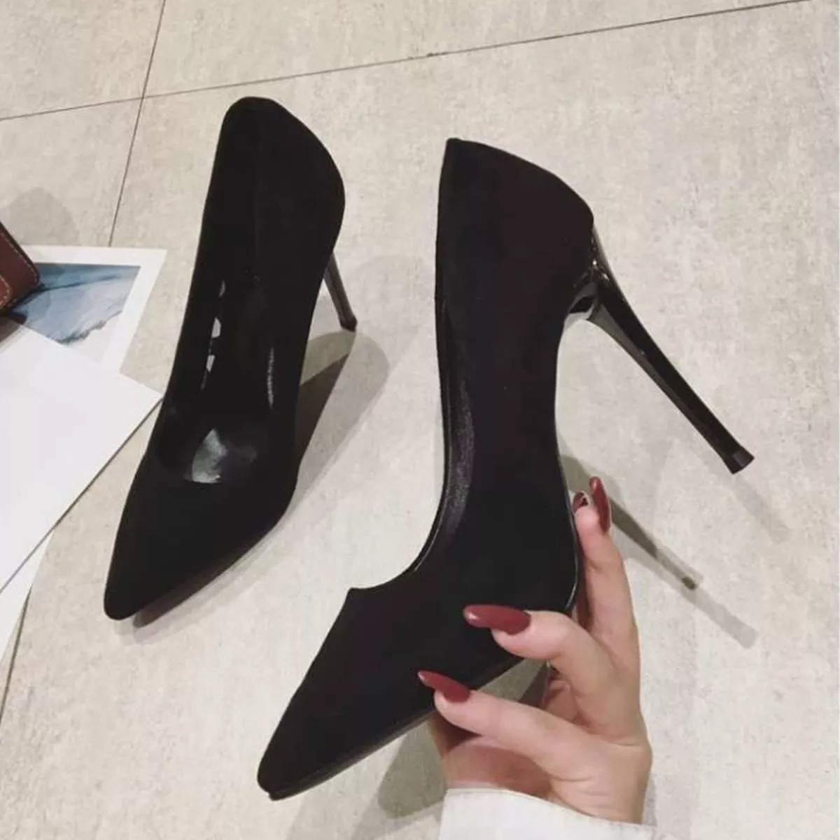Zapatos De Tacón Formales De Gamuza Para Mujer 9cm Miveni