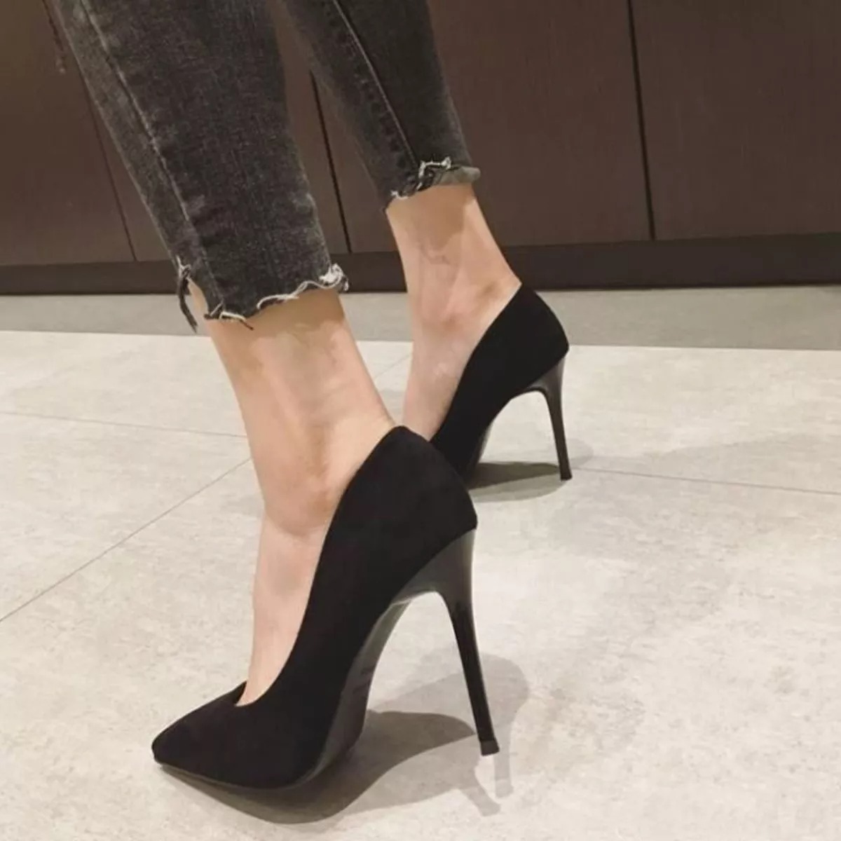Zapatos De Tacón Formales De Gamuza Para Mujer 9cm Miveni