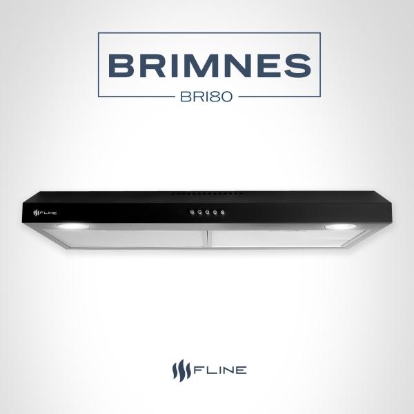 Campana extractora de cocina slim 80 cm Negro Matte  | bajo gabiente | Brimnes 80| FLINE