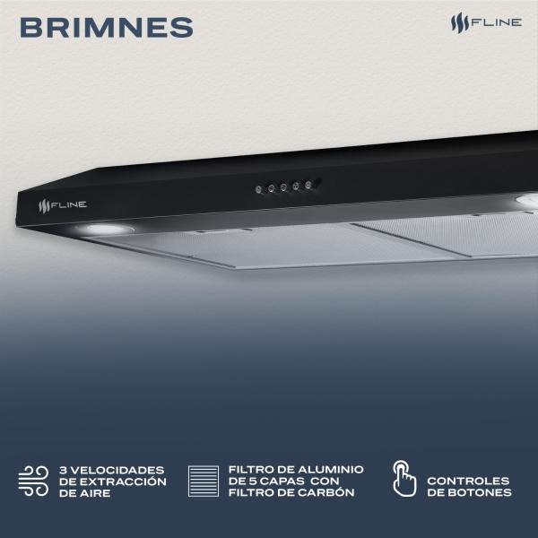 Campana extractora de cocina slim 80 cm Negro Matte  | bajo gabiente | Brimnes 80| FLINE
