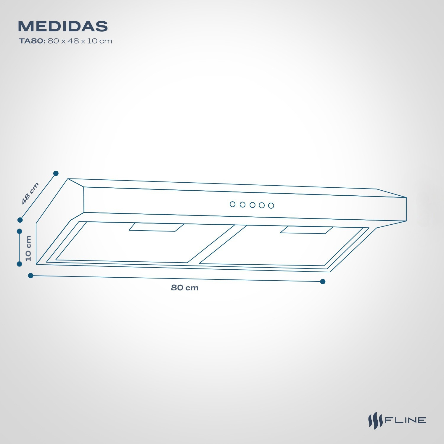 Campana extractora de cocina slim Acero Inoxidable 80 cm | bajo gabiente | Tallin 80| FLINE