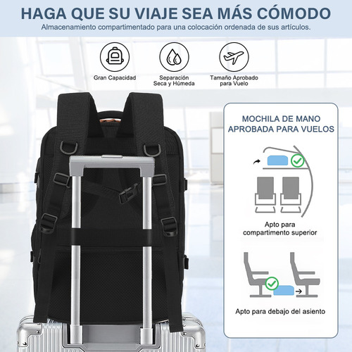 Mochila Para Laptop 15.6 Impermeable Viaje Hombres Antirrobo A Portátil 35l Con Interfaz Usb
