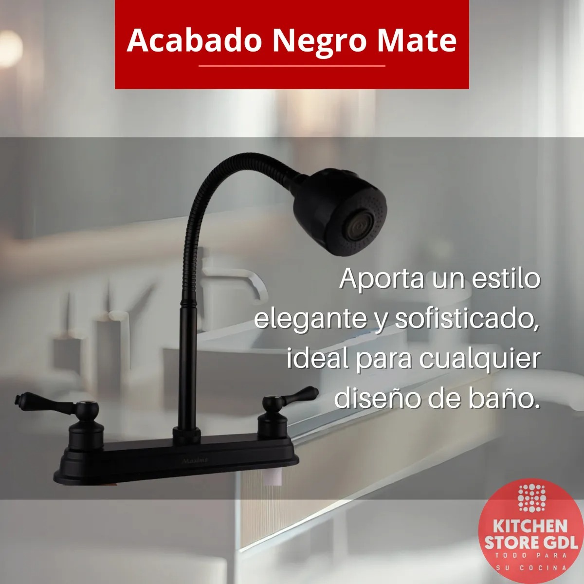 Llave Mezcladora Fregadero Maxims Grifo Cocina Negro Mate Alta Calidad