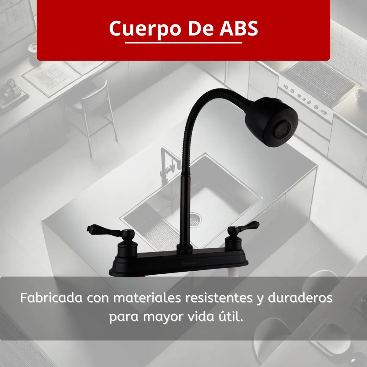 Llave Mezcladora Fregadero Maxims Grifo Cocina Negro Mate Alta Calidad
