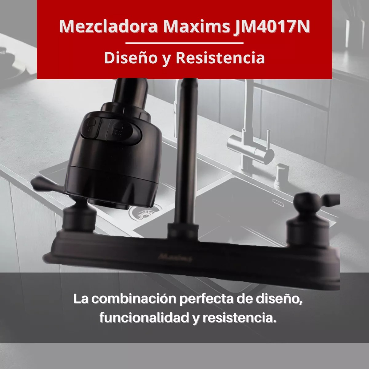 Llave Mezcladora Fregadero Maxims Grifo Cocina Negro Mate Alta Calidad