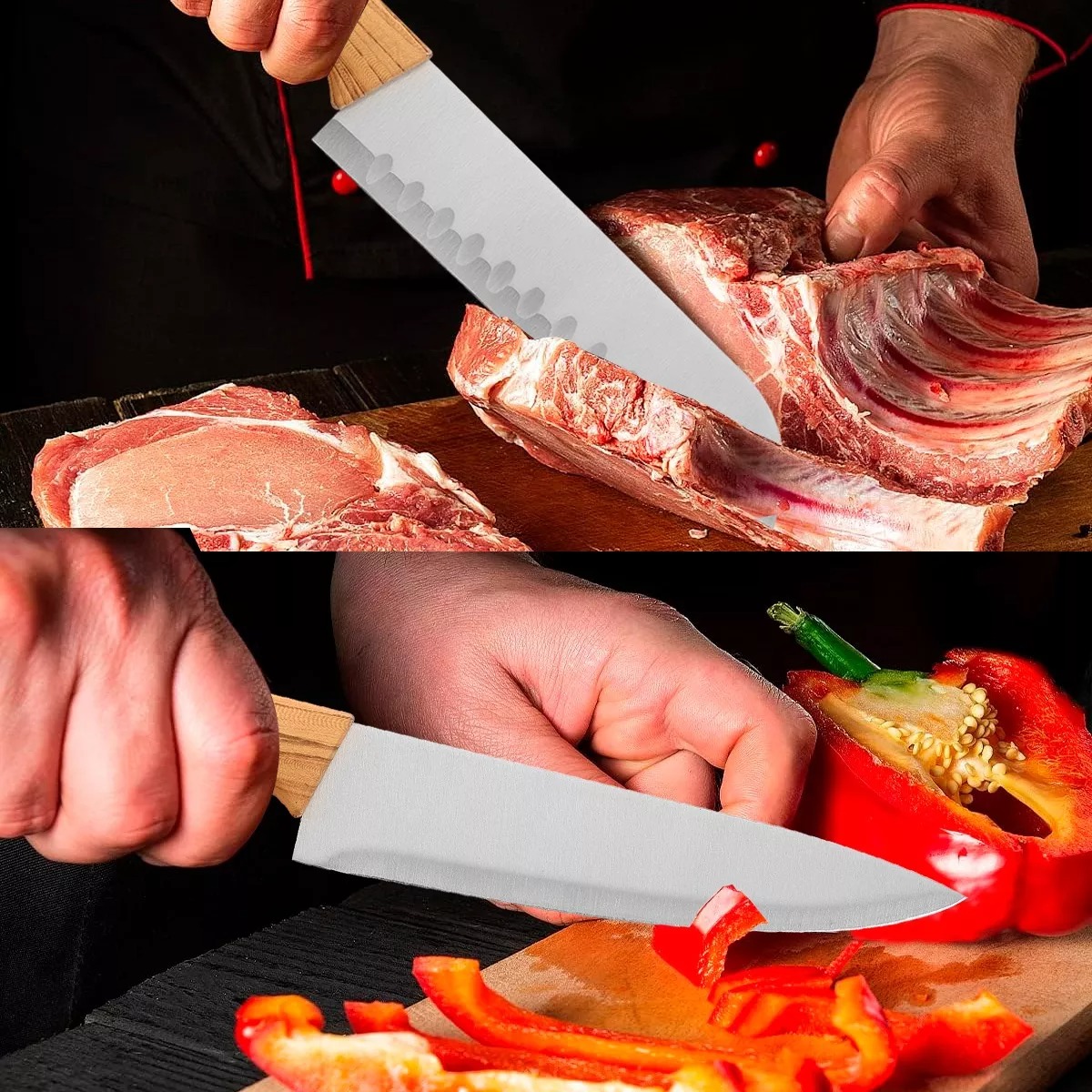 Juego Paquete Cuchillo Cocina Profesionale Acero Inoxidable
