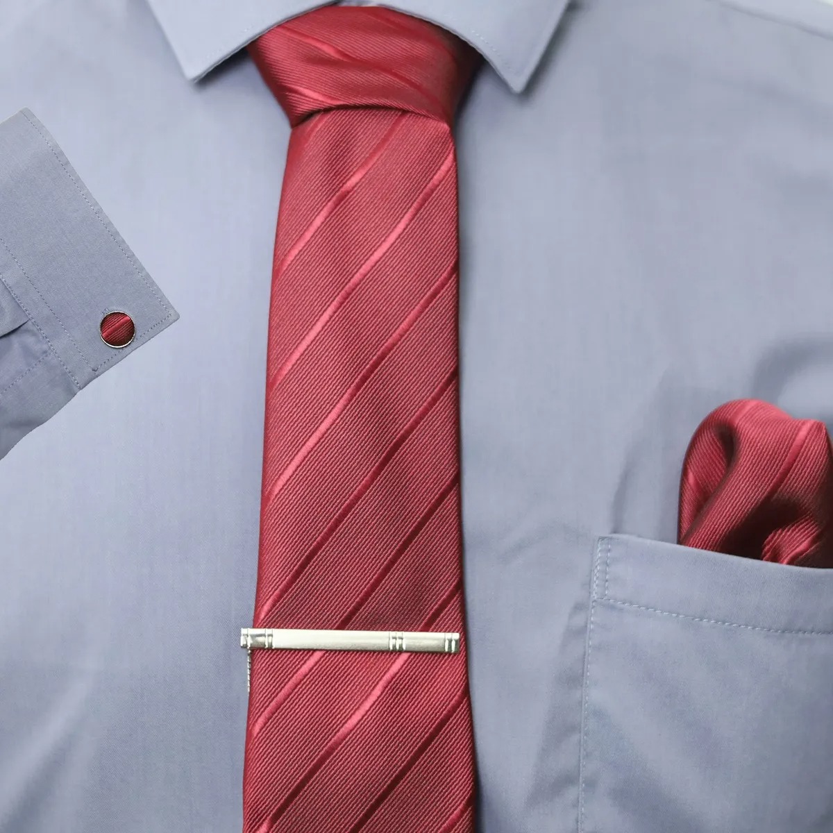 Classic Set Corbata Pañuelo Mancuernilla Hombre 5 Piezas