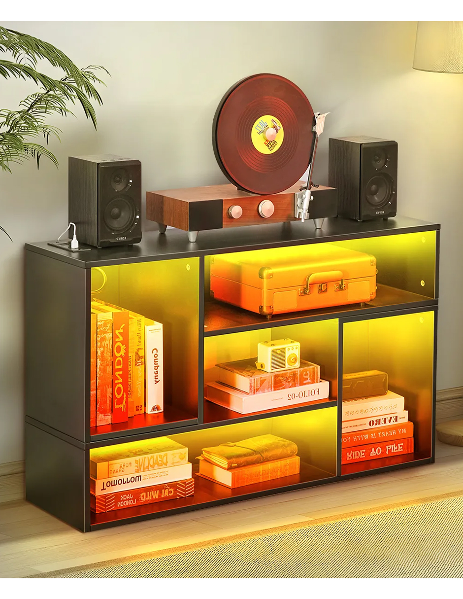 Mueble para TV Retráctil Doble En Forma De L Moderno Minimalista Mesa Televisión con Luz Led USB 
