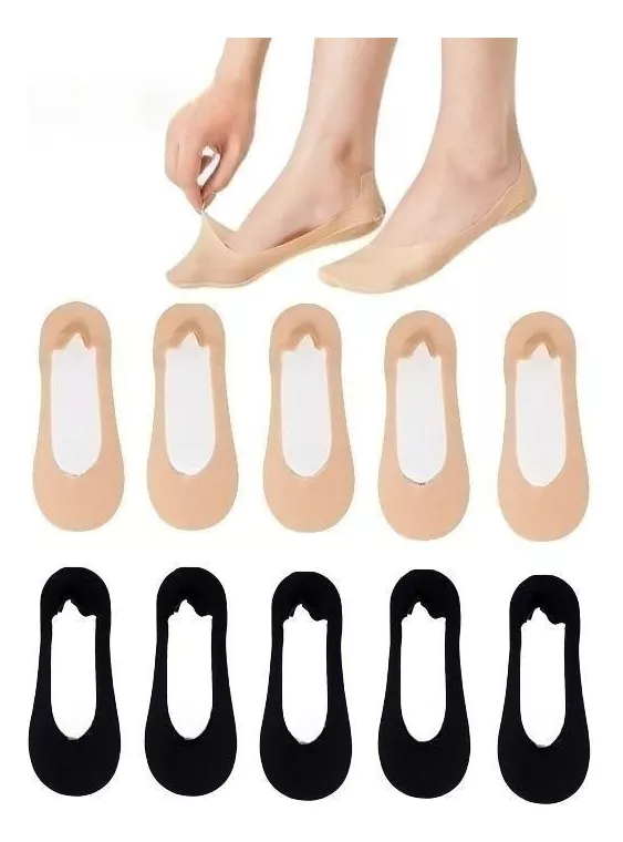 Calcetines Mujer Tines Invisibles 10 Pares Negro Y Nude