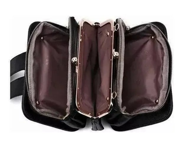Ninzi® Bolso Bandolera Para Mujer Con Hebilla Metálica Color Negro