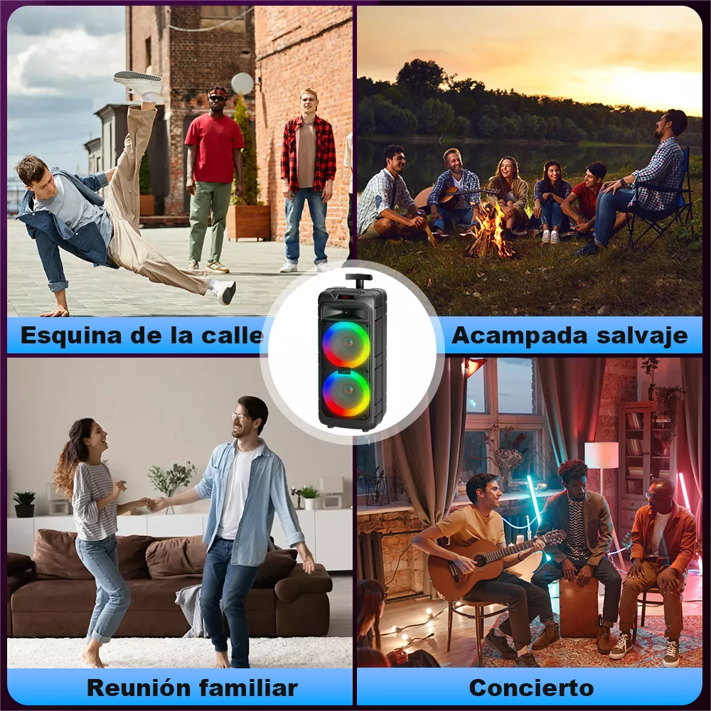 Bocina Bluetooth Bafles Audio Con Caja De Luz Karaoke Radio