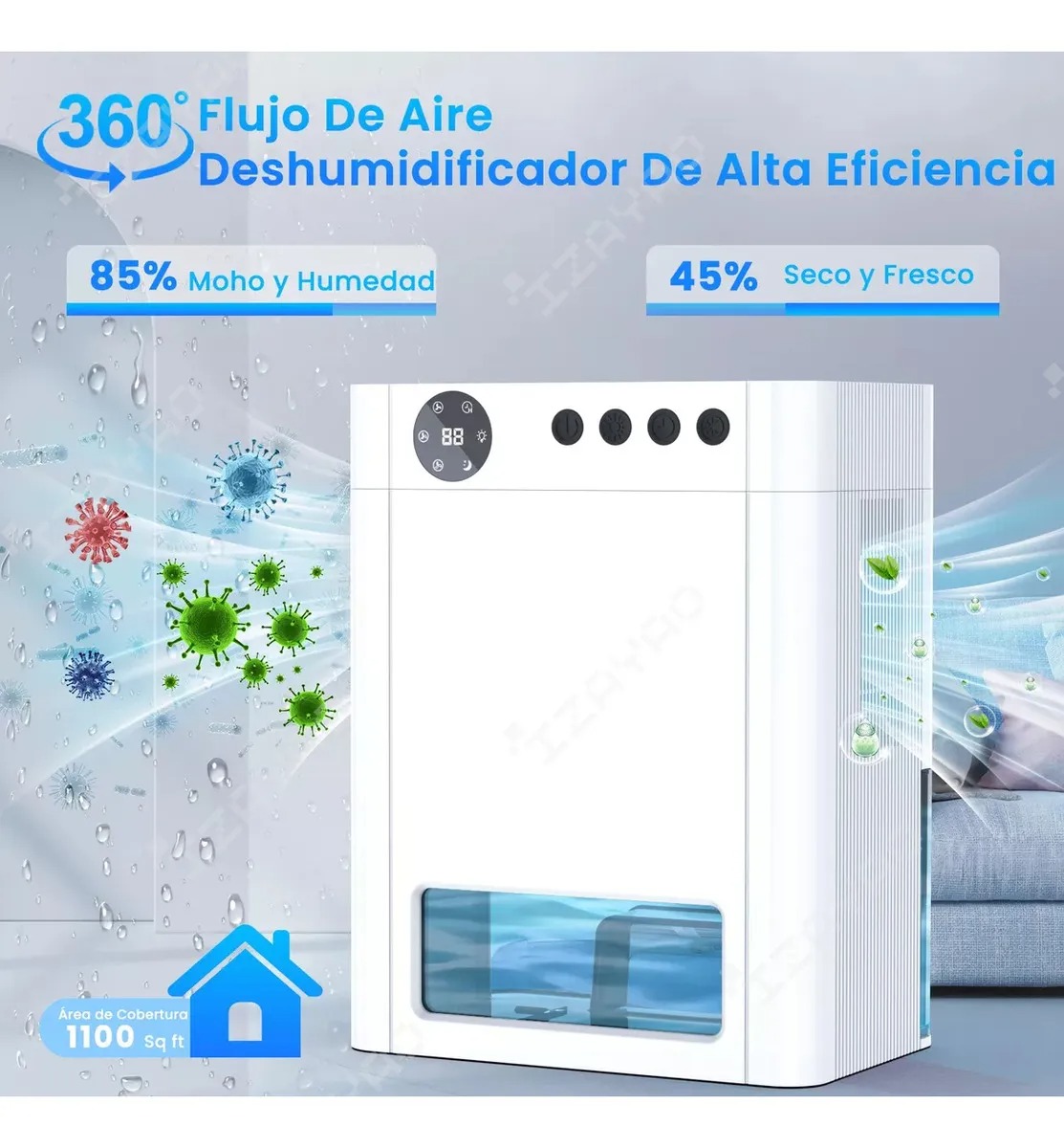 Deshumidificador Silencioso Inteligente Para 100 Metros Cuadrados