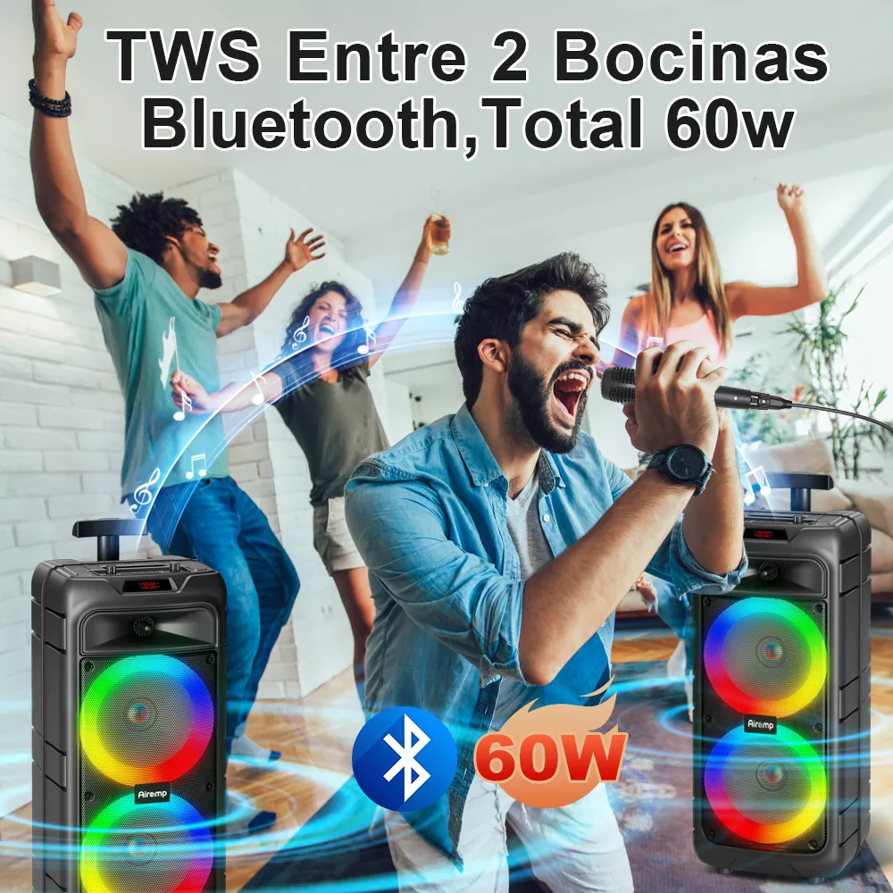 Bocina Bluetooth Bafles Audio Con Caja De Luz Karaoke Radio