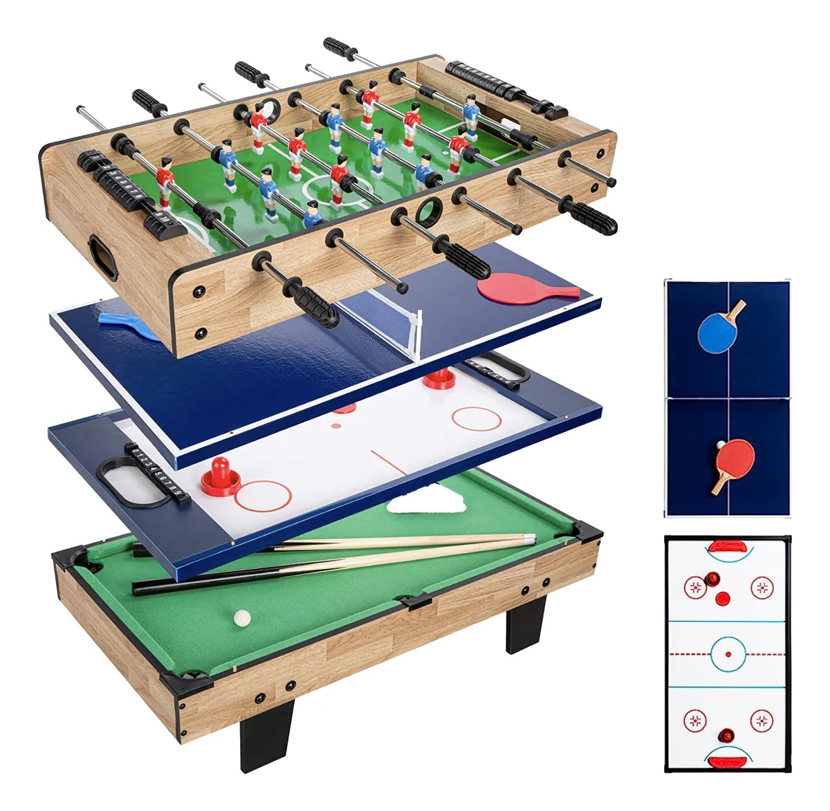 Mesa Múltijuegos 4 En 1 Diseño Portátil Billar Ping Pong Hoc