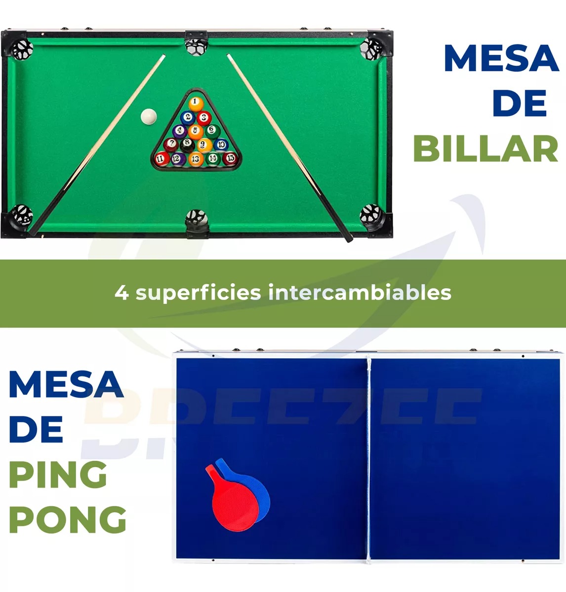 Mesa Múltijuegos 4 En 1 Diseño Portátil Billar Ping Pong Hoc