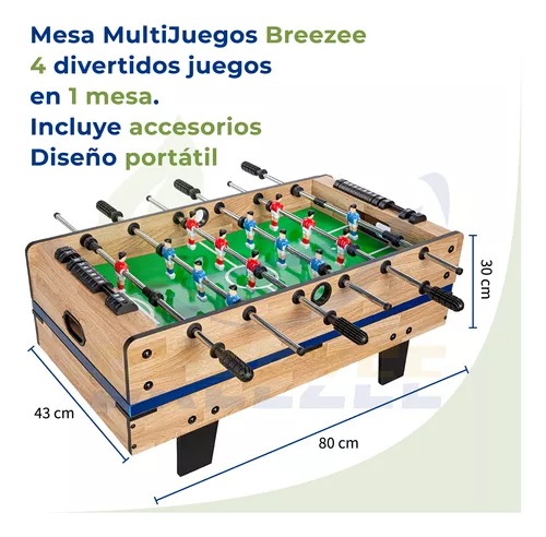 Mesa Múltijuegos 4 En 1 Diseño Portátil Billar Ping Pong Hoc