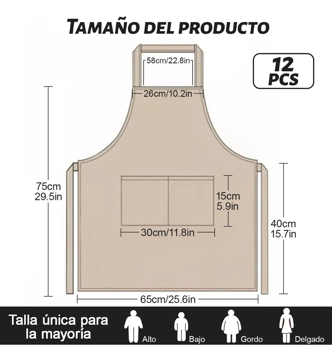 12 Pzs Mandil Delantal Para Chef Meseros Barbería Pintores