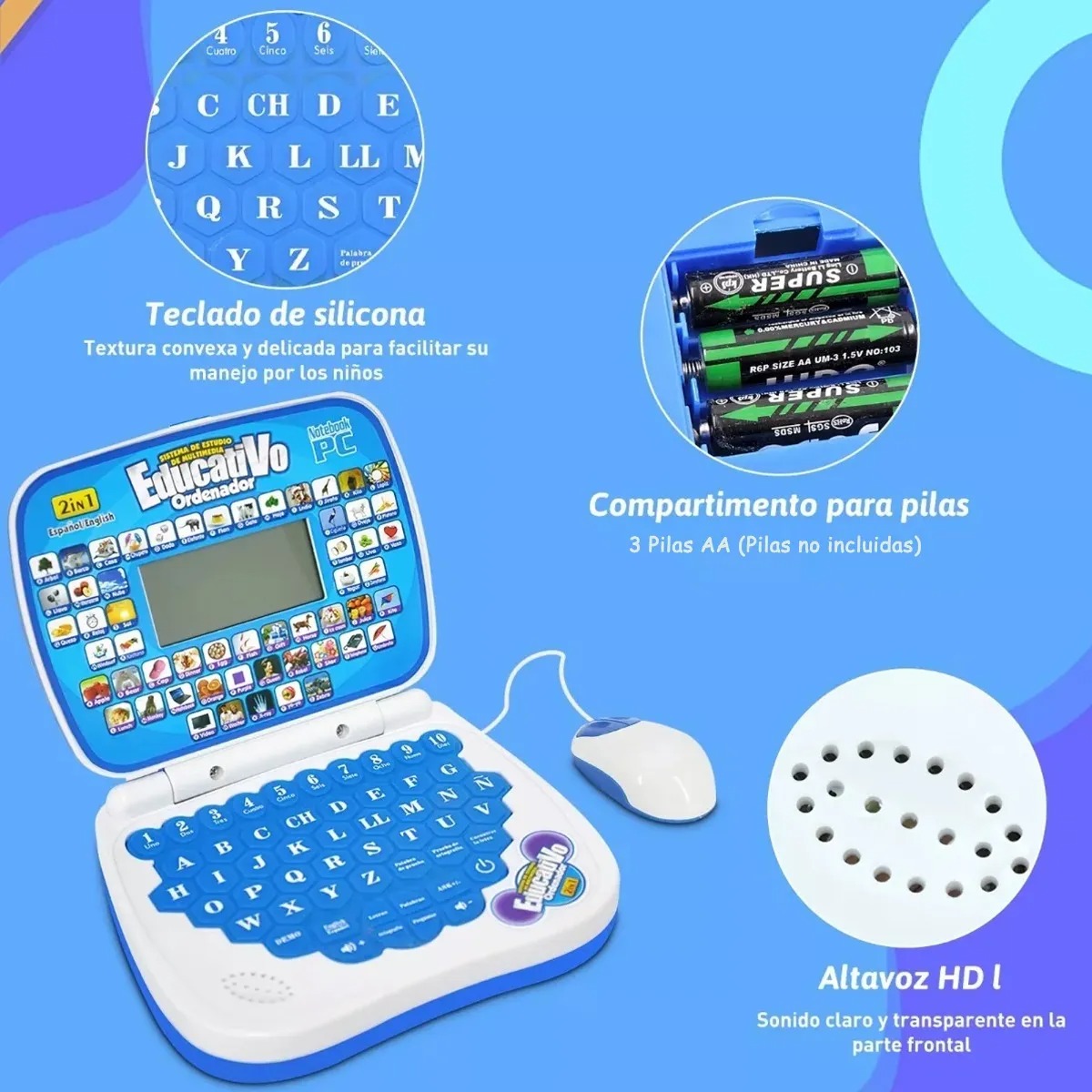 Mini Laptop Interactiva Educativa Español/inglés Niños