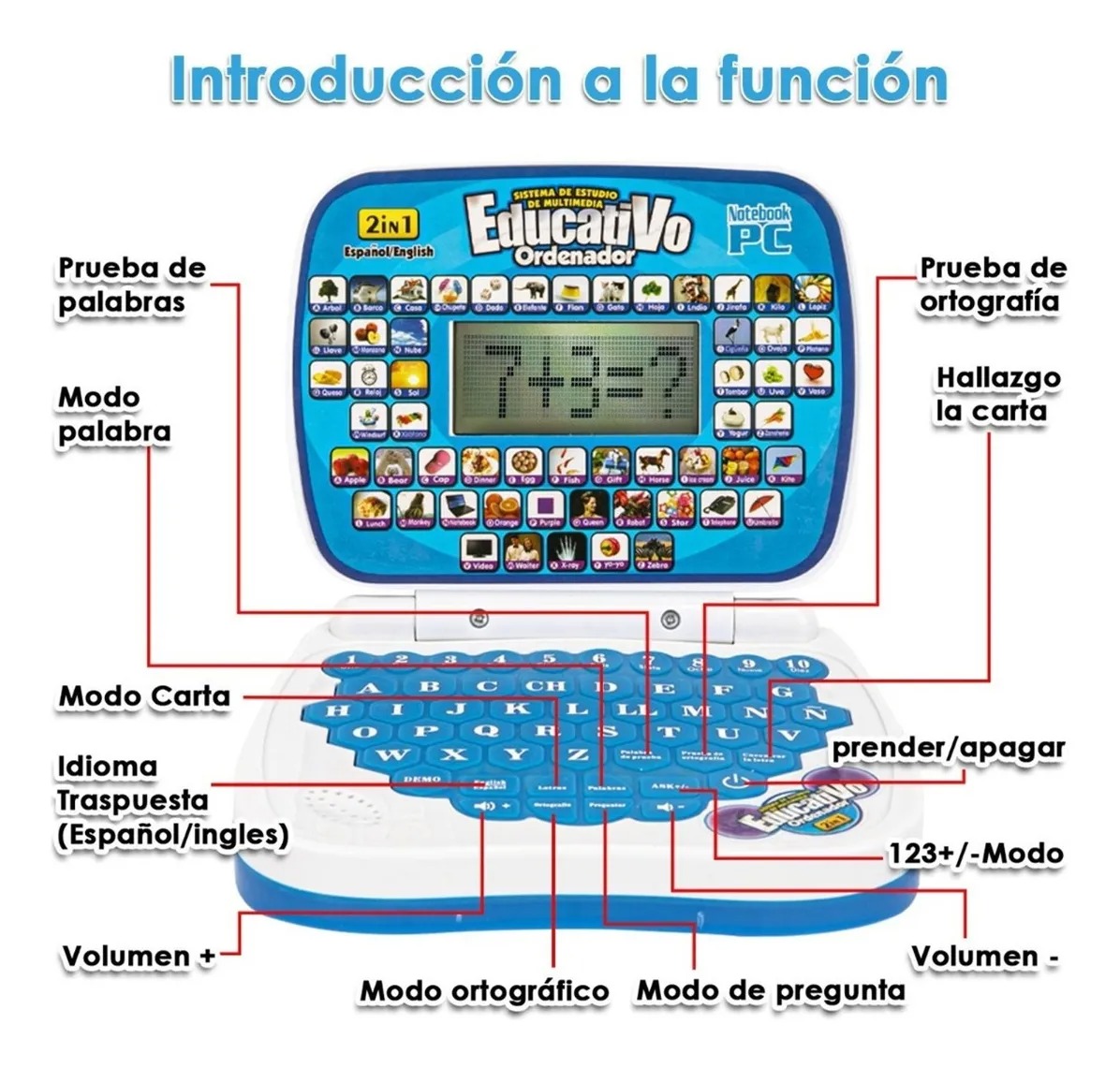 Mini Laptop Interactiva Educativa Español/inglés Niños