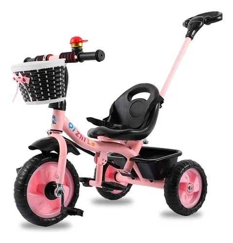 Triciclo Tipo Carreola Plegable Portatil Reclinable 2 En 1 Color Rosa