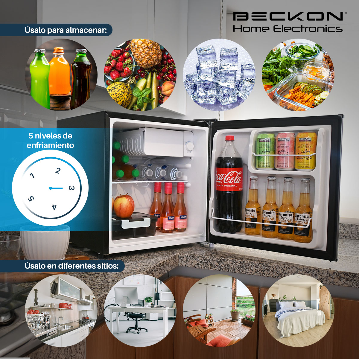 Frigobar con congelador Acero Inoxidable 1.6 Pies - 45L  *Premium Efficiency* Compacto Gris Plata minibar mini fridge