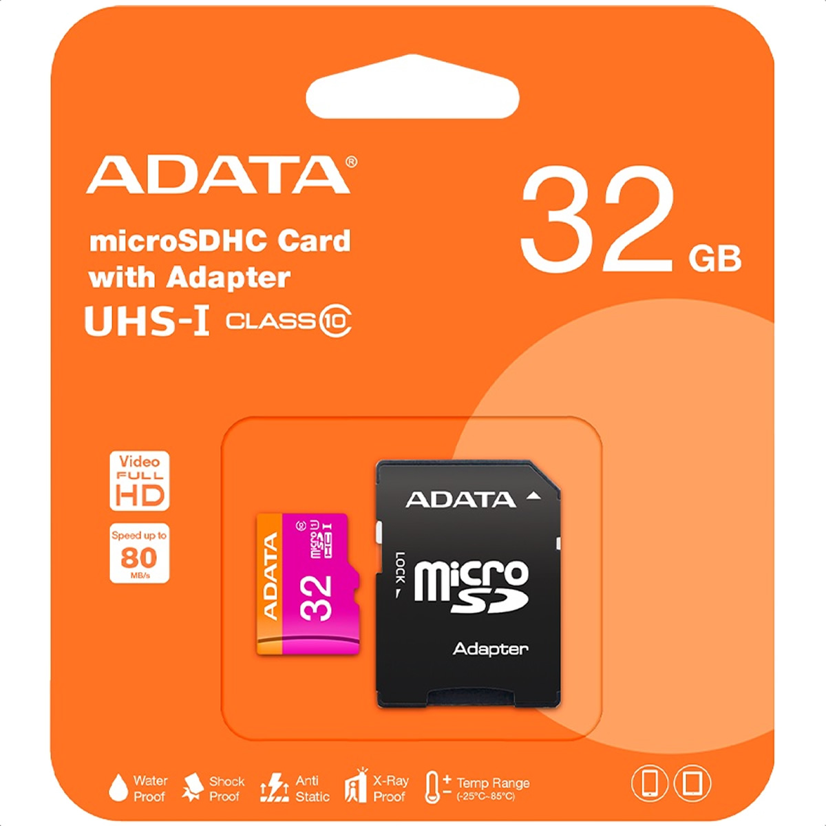 Memoria MicroSD 32 GB Adata SDHC Con Adaptador Clase 10 AUSDH32GUICL10-RA1.