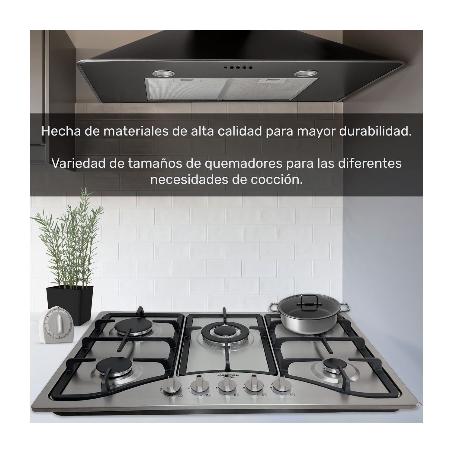 Parrilla de Gas 5 Quemadores Acero Inoxidable Empotrable Gutstark