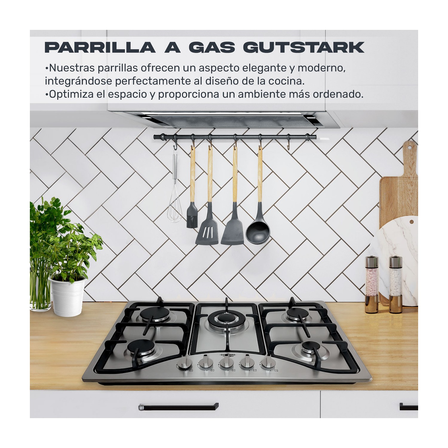 Parrilla de Gas 5 Quemadores Acero Inoxidable Empotrable Gutstark