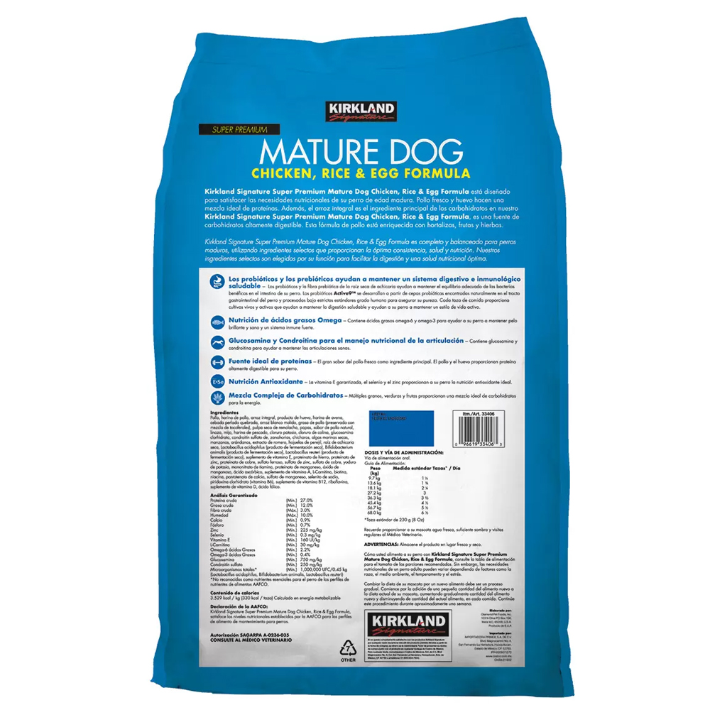 Alimento Para Perro Mature Dog Pollo Arroz Huevo 18.1kg