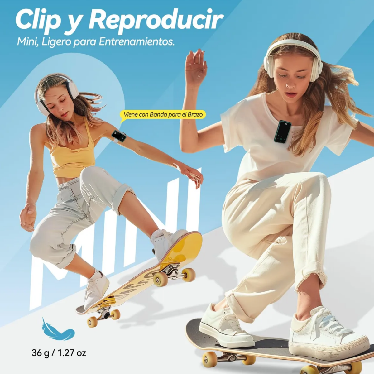 Reproductor De Música 64gb Mp3 Con Botón Táctil, Clip