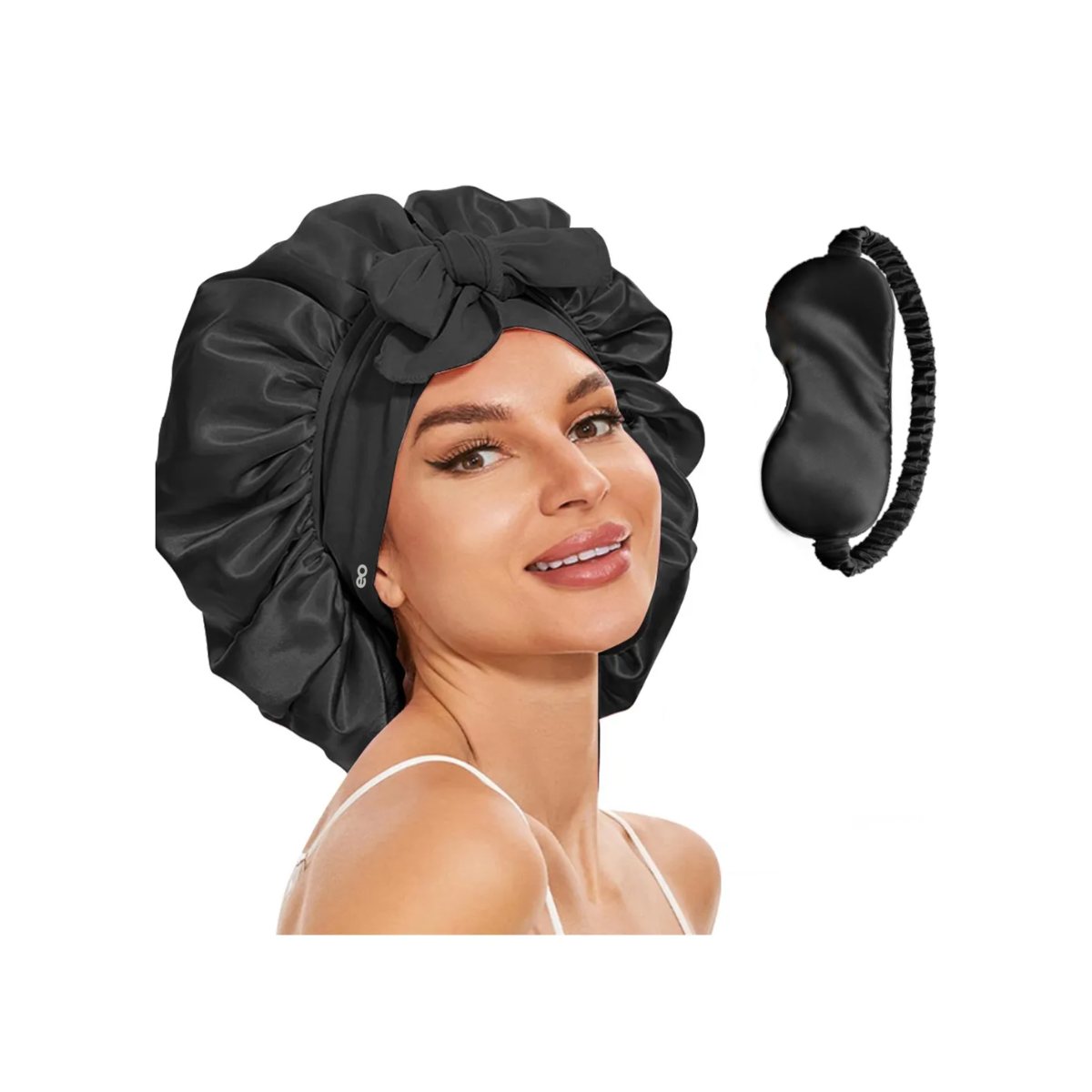 2pzs Gorro De Seda Para Dormir Y Máscara De Ojo Negro