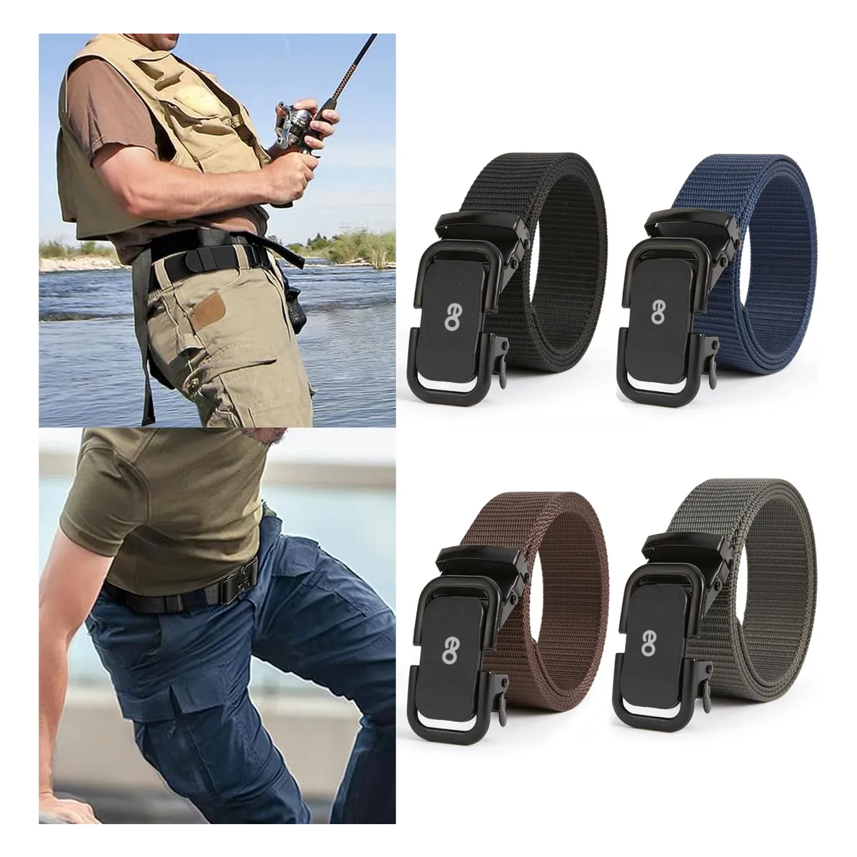 4pack Cinturones Tácticos De Nylon Ajustables 125cm Unisex