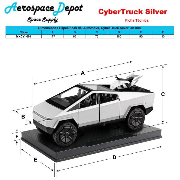 Autos Escala Colección, MXCYI-001, 1Pza, 1:32, 17.7X6.2cm, Luz y Sonido, Plástico/Metal, LR44 1.5V, Plateado., Autos Escala Colección, Camioneta Juguete Realist