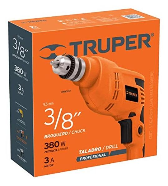 Truper TAL-3/8A2, Taladro 3/8" 400 W profesional 127 V/60 HZ