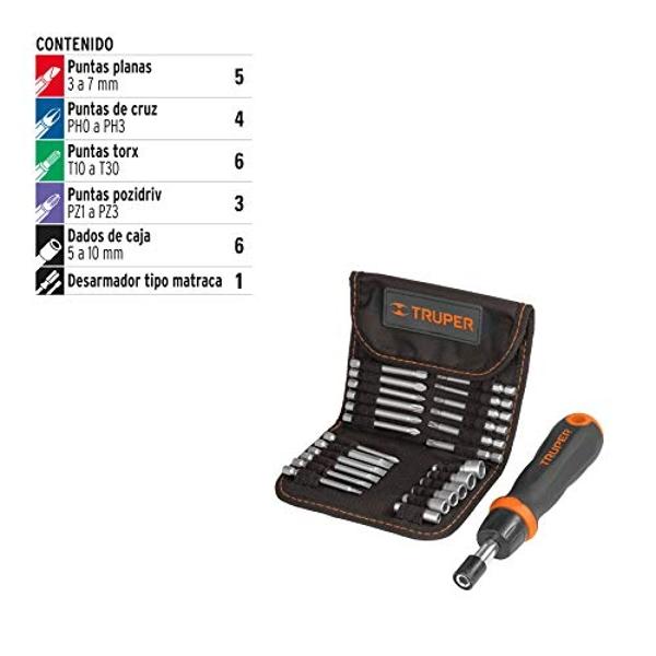 Truper JDM-26 Desarmador tipo matraca con 18 puntas y 6 dados