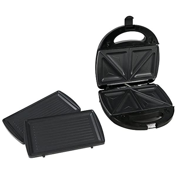 Sandwichera Eléctrica Koblenz para 2 Piezas, Placas Anti-Adherentes Reversibles 2 en 1 Perfectas para Sándwich, Panini y Quesadilla, con Base Vertical, 750 W (SKM-900 NI)
