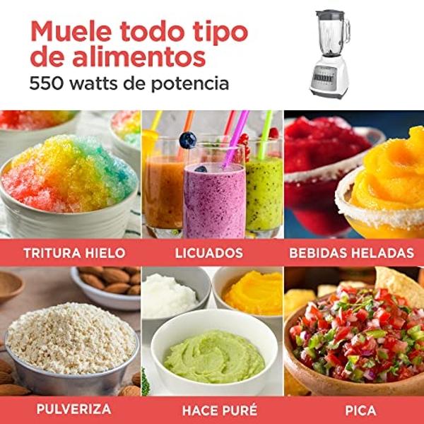 BLACK+DECKER Licuadora DuraPro, 12 Velocidades con 4 Cuchillas y Jarra de Vidrio 1.25lts, 500 Watts de Potencia, BLBD210GW-MX