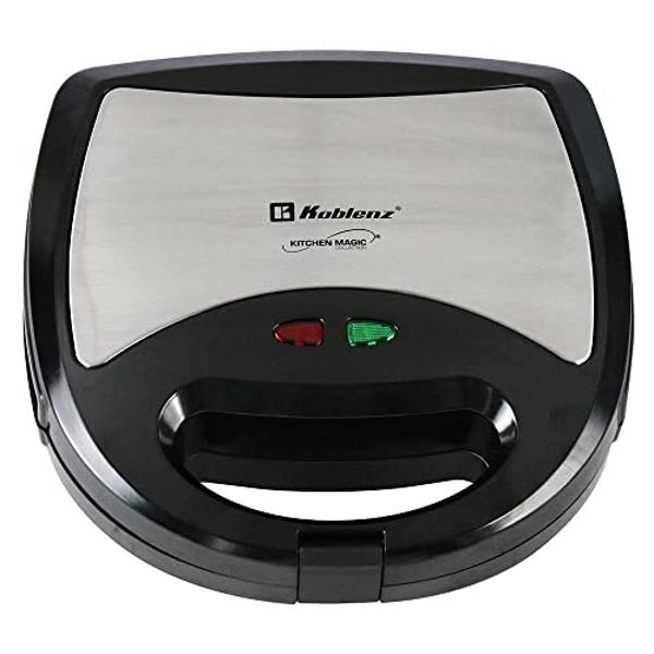 Sandwichera Eléctrica Koblenz para 2 Piezas, Placas Anti-Adherentes Reversibles 2 en 1 Perfectas para Sándwich, Panini y Quesadilla, con Base Vertical, 750 W (SKM-900 NI)