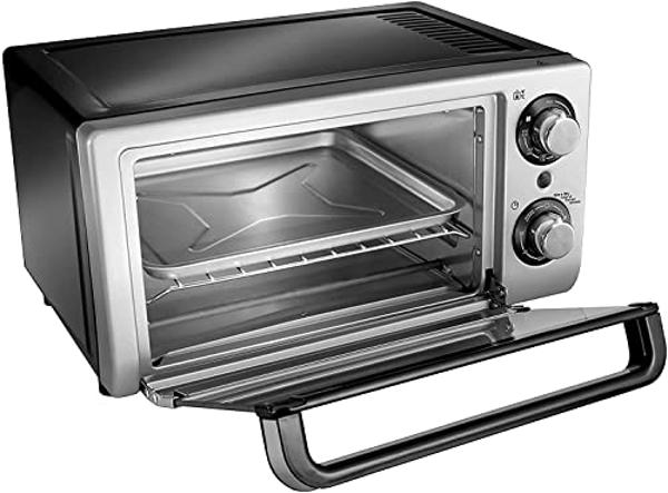 Horno Tostador Eléctrico 4 Rebanadas Funciones Hornear, Asar, Tostar y Recalentar, Color Plata